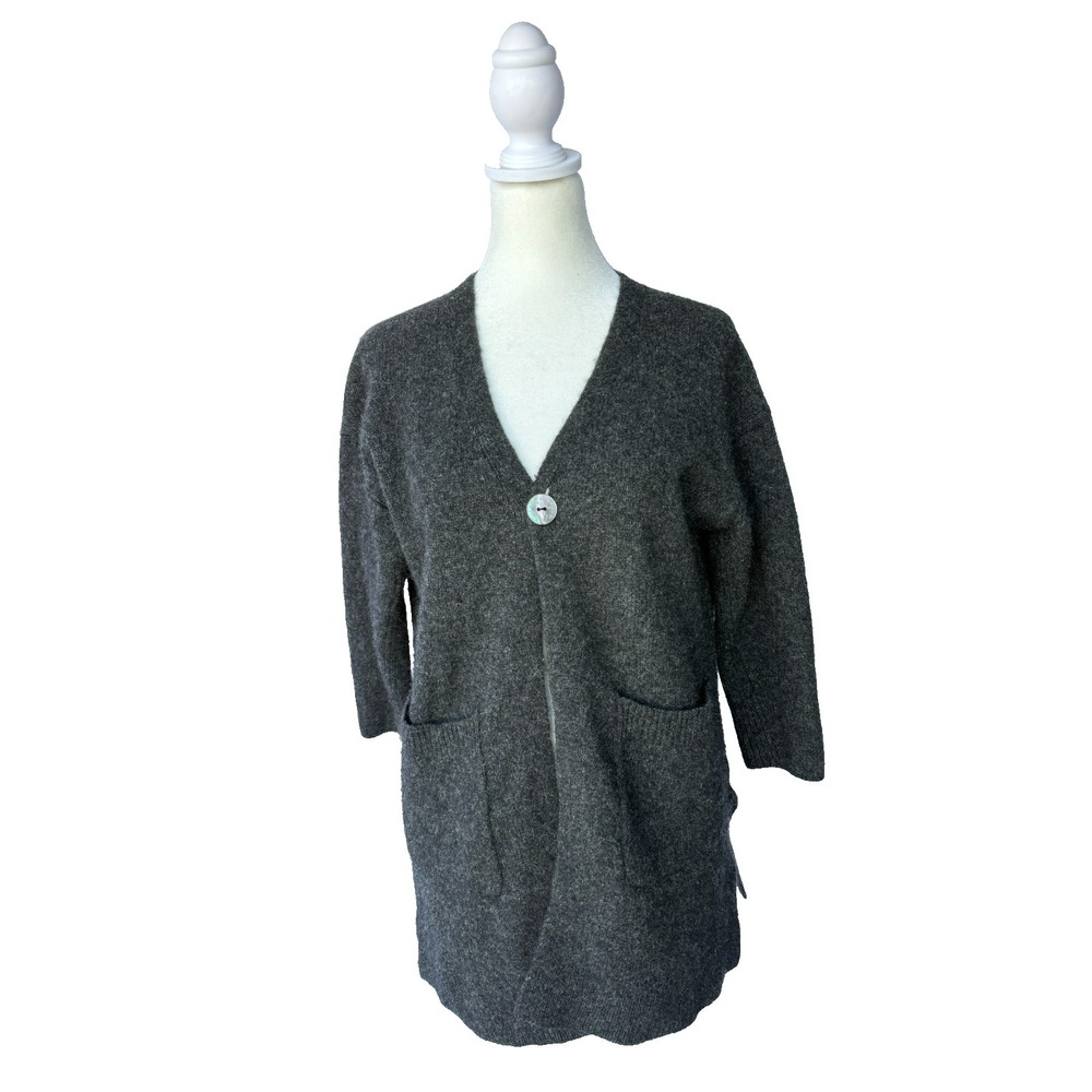 Pas de Calais Yak Wool Cardigan Gray Minimalist Lagenlook Gorpcore Women Size 34